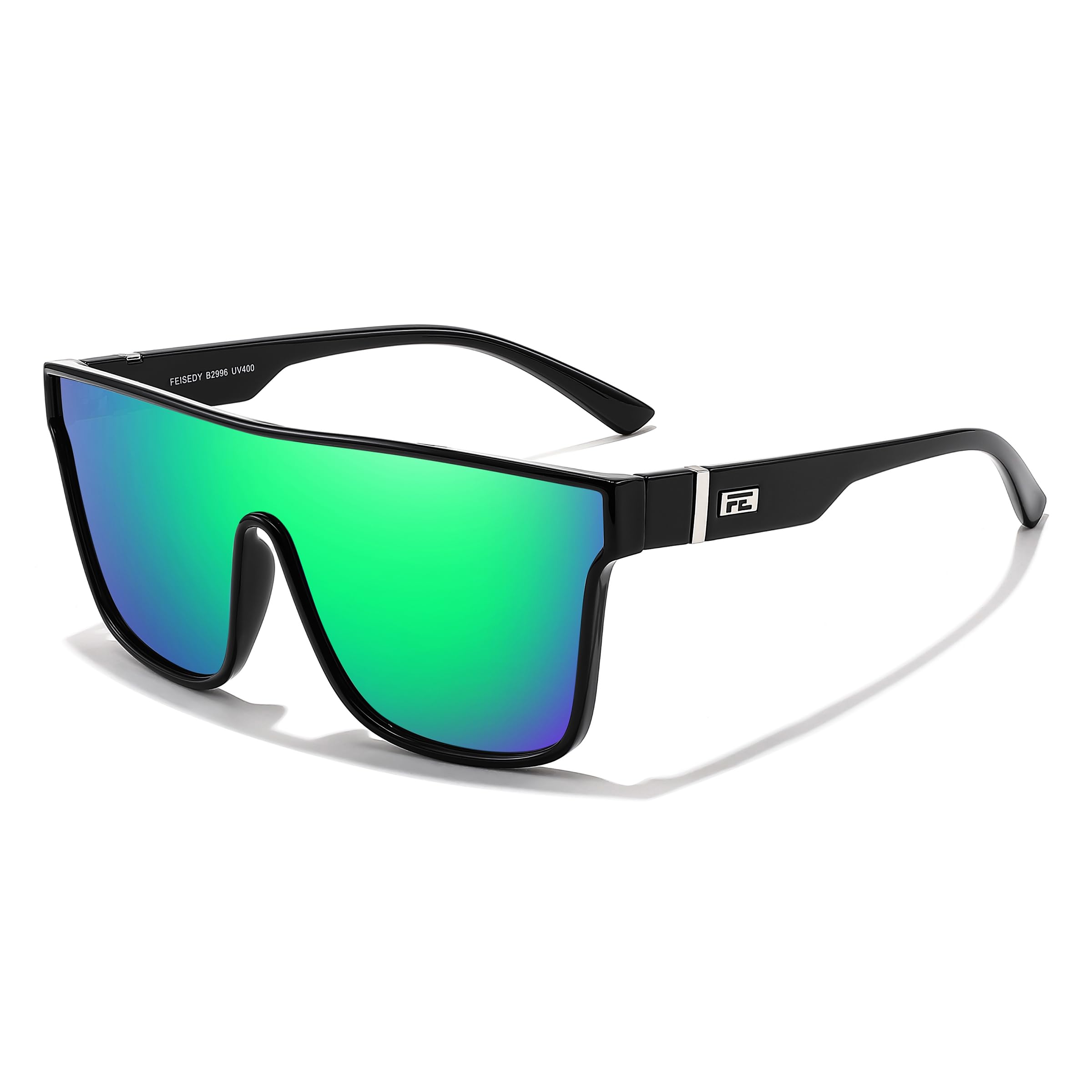 FEISEDY Sunglasses for Women Men, Fashion Mirrored Single Lens Shades