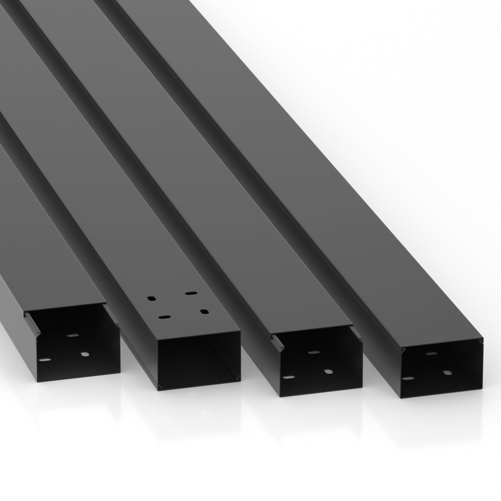 Goulotte de câble, 60x40 mm, 25 x 2 m (50 m), Noir, à Visser - Made in Germany, Atelier, Garage, Cave, intérieur et extérieur