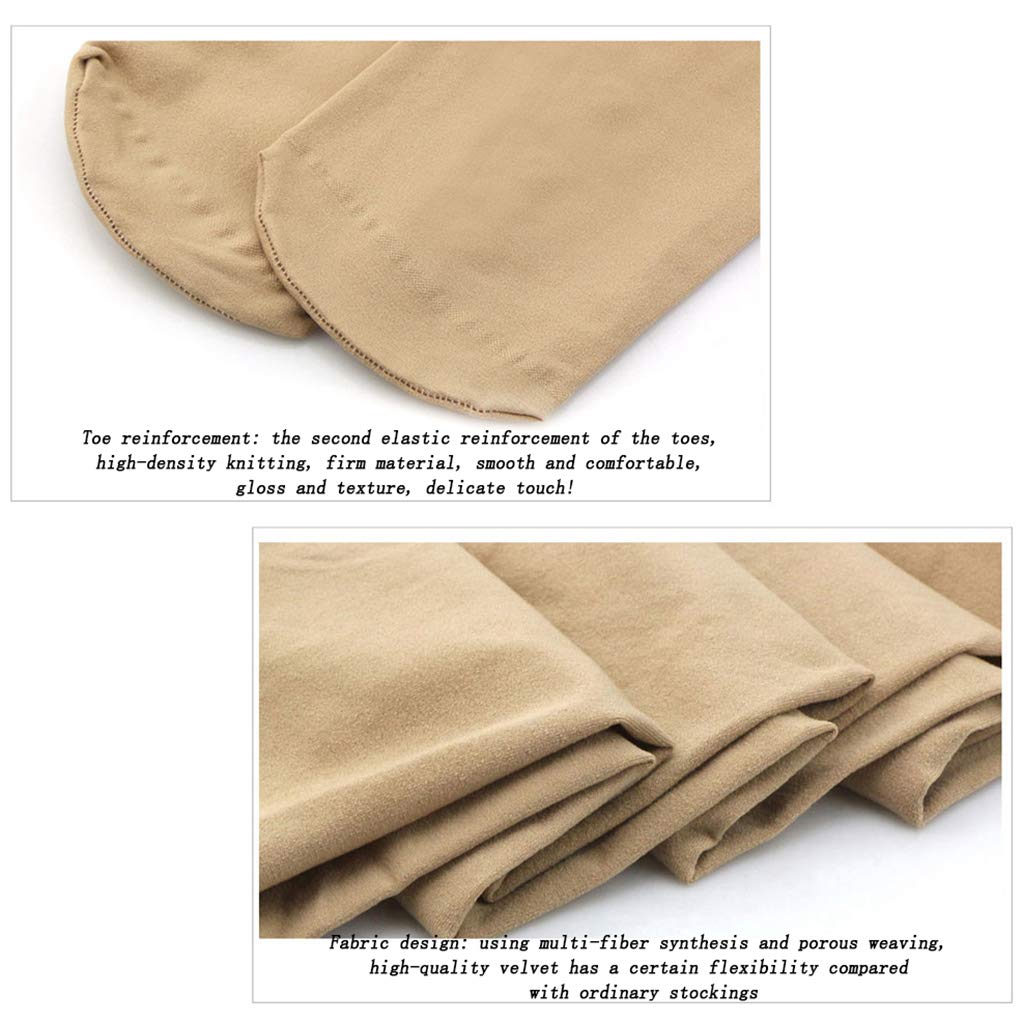 Medias con Tirantes para Mujer, Medias de Cintura Alta, Medias Altas, Medias Altas elásticas, Pantimedias, Medias para el día de San Valentín, Negras, 4 Pares (Talla única Color Carne)