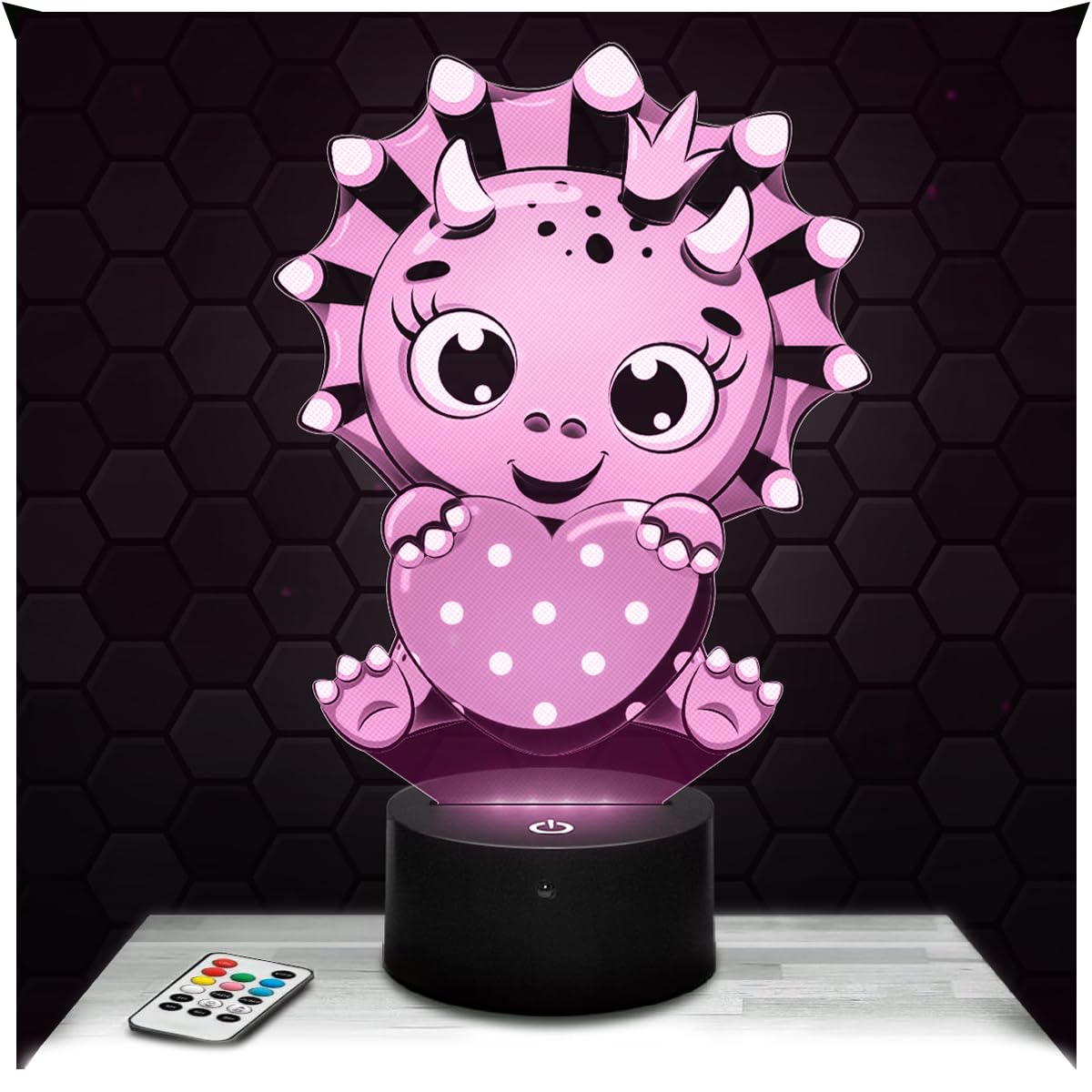 Lampephoto.fr - Dinosaur 3D Lamp Night Light for Kids Heart 3D LED Illusion Lamp, Christmas Birthday Gift Idea for Boys and Girls Children's, Bedroom Night Light, Led Bedside, Gifts Merchandising
