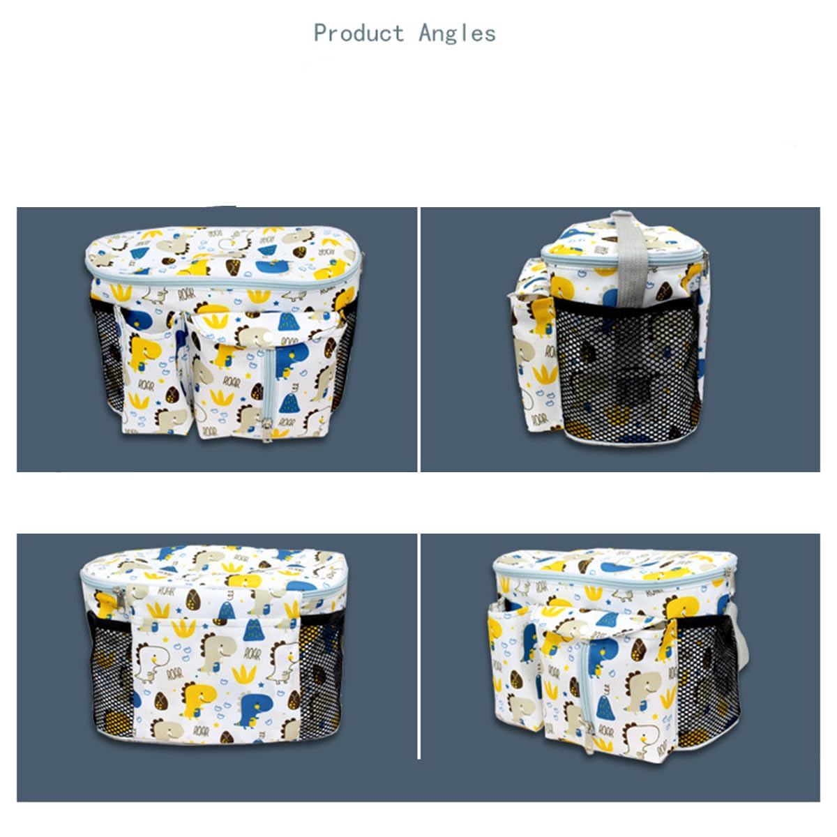 Organizer per Passeggino, Borsa Organizzatrice per Passeggino di Grande Capacità, Borsa portaoggetti con Tasca a Rete, per Biberon, Pannolini, Salviette, Telefono Ccellulare (Bianco)
