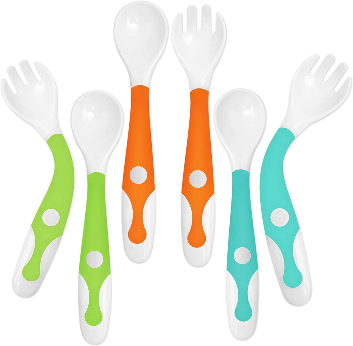 YIVEKO Baby Training Spoon Fork Set with Travel Case, Toddler Feeding Utensils Set Children Tableware Travel Set BPA Free Self-Feeding Learning Spoons Forks for Kids