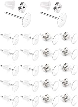 AIEX 300Pcs Earring Posts Stainless Steel Hypoallergenic Flat Pad Earring Studs with Butterfly and Rubber Earring Backs for DIY Earring Making Findings (300Pcs, 5mm)