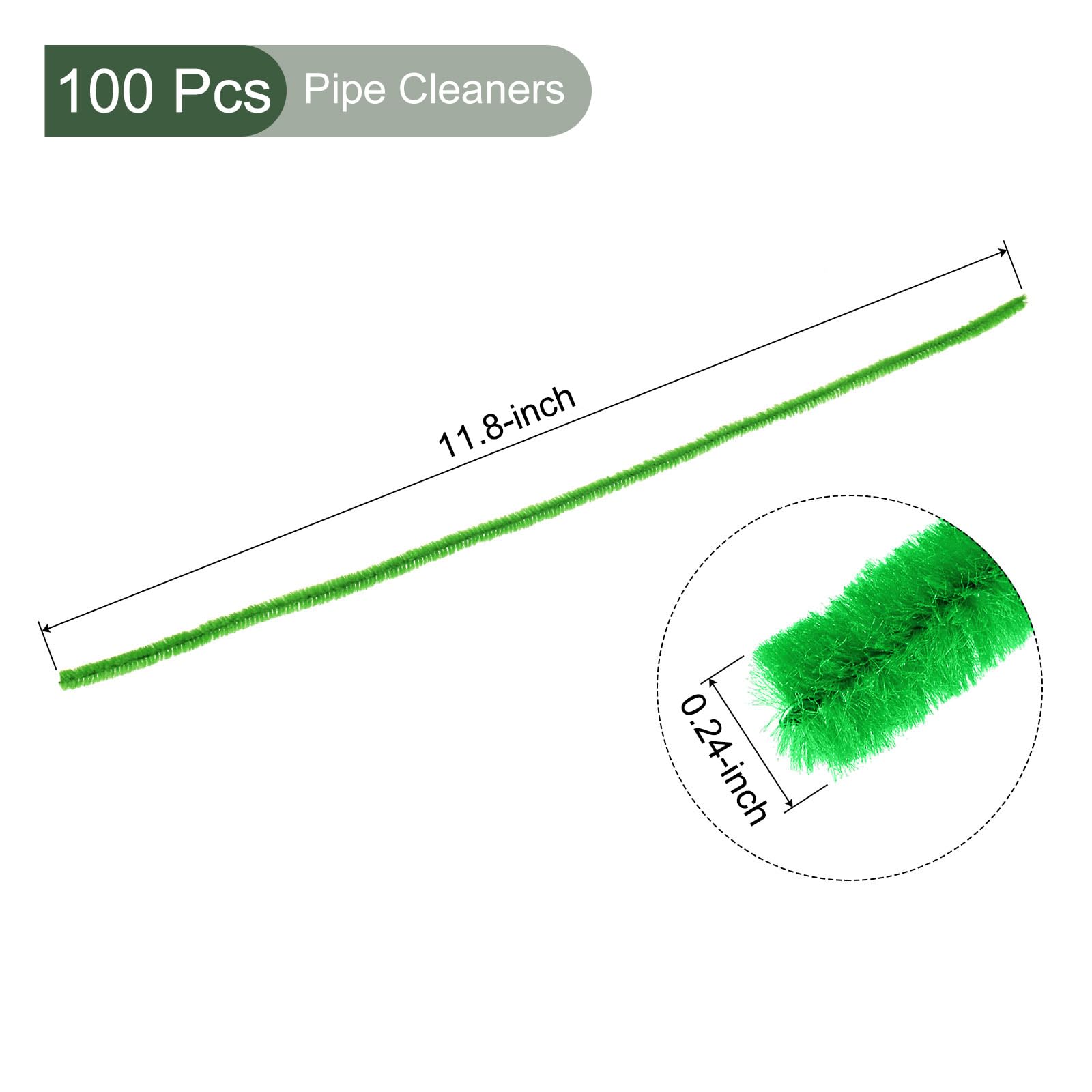 YOKIVE 100 Pcs Pipe Cleaners, Chenille Stems Decoration, Great for DIY Art Craft Supplies (6mm 12 Inch Green) - Image 2