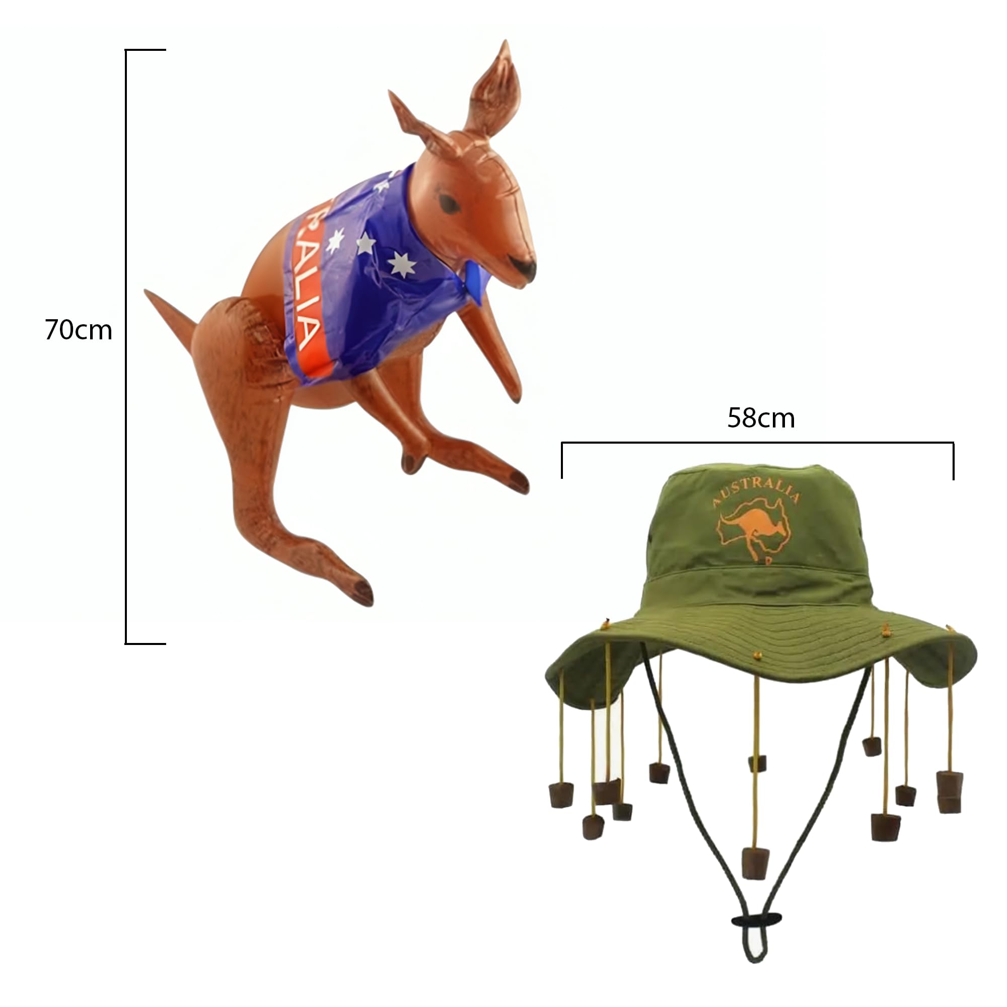ZANGOC Adult Australian Cork Hat & Inflatable Kangaroo Fancy Dress Kit - Image 3