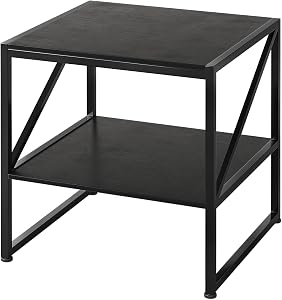 MUTUN 20" Small Nightstand, Mini Fridge Stand, Square Side Table, End Table for Living Room, Bedroom Beside Table, Table De Chevet, Record Player Stand, Black