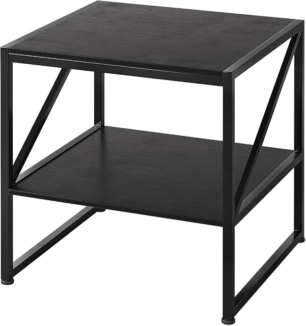 MUTUN 20" Small Nightstand, Mini Fridge Stand, Square Side Table, End Table for Living Room, Bedroom Beside Table, Table De Chevet, Record Player Stand, Black