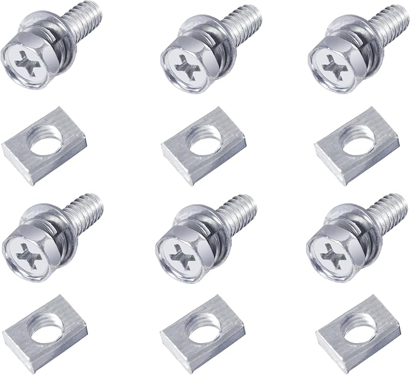 6 PCS Motorcycle Battery Bolts and Nuts,M6x16MM Bolts and Nuts Kit | Motorcycle Battery Screw and Nut, Battery Terminal Bolts and Nuts Carbon Steel for ATV,Bike,Scooter,Motorcycle