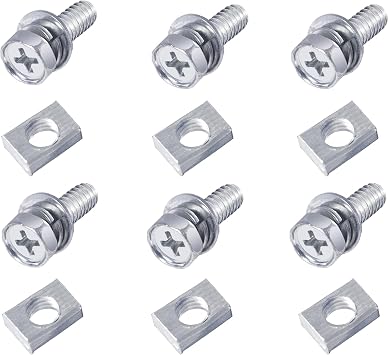 6 PCS Bolts and Nuts Kit, Motorcycle Battery Bolts and Nuts, M6x16MM Motorcycle Battery Screw and Nut, Battery Terminal Bolts and Nuts Carbon Steel