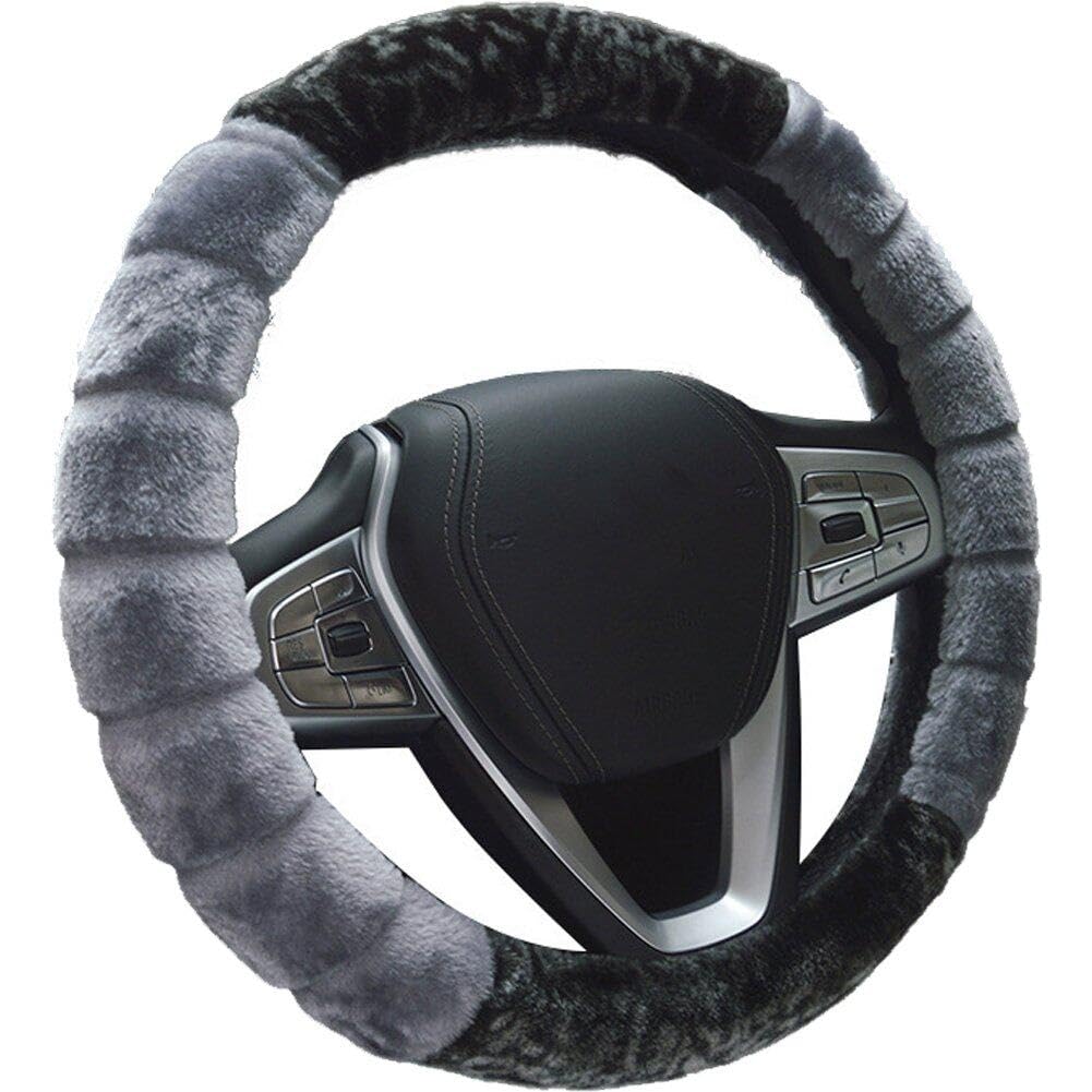 Sanfly Grey Fluffy Steering Wheel Cover Steering Wheel Cover Warm Elastic Steering Wheel Cover Universal Wheel Cover For Car