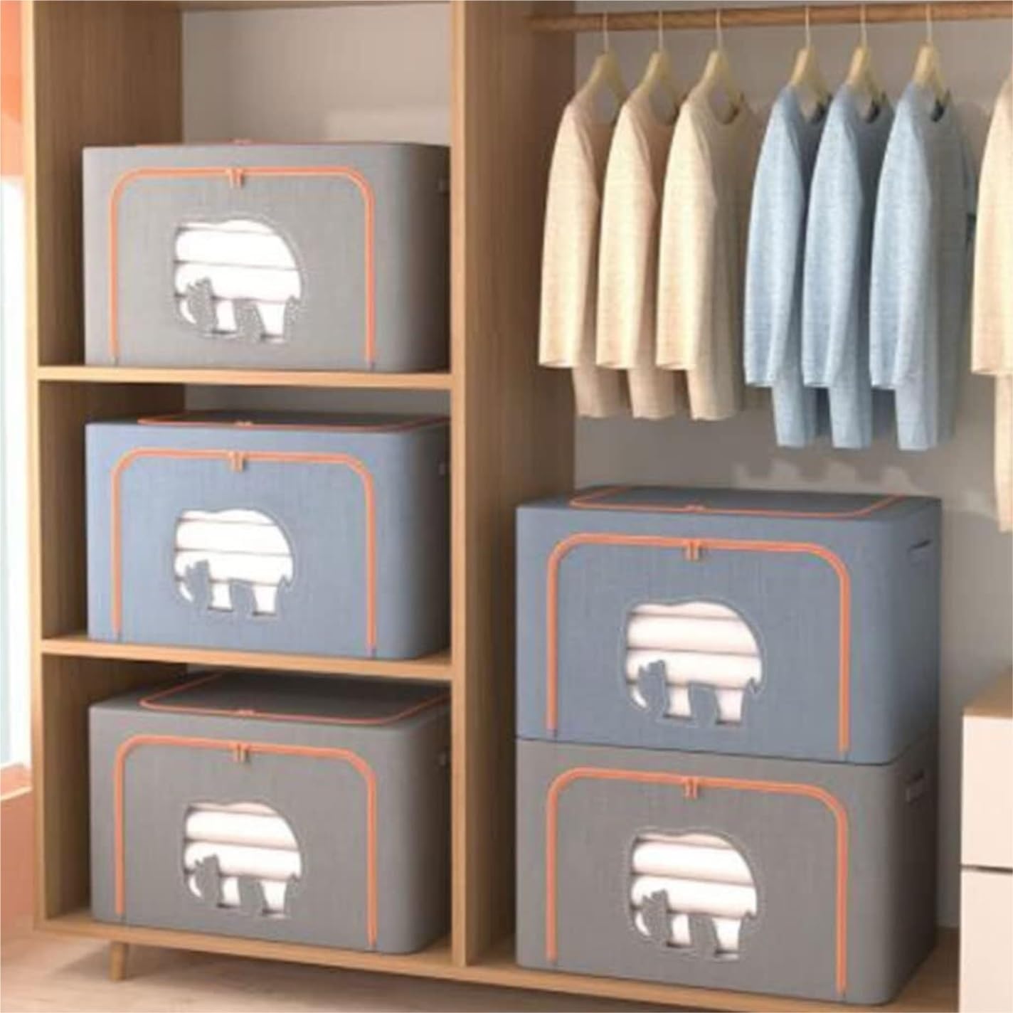 Bolsas Almacenaje Ropa Bolsas De Almacenamiento De Edredones Contenedores De Almacenamiento De Ropa Caja De Almacenamiento De Mantas Plegables Organizador Armario para Edredones(D,66L)