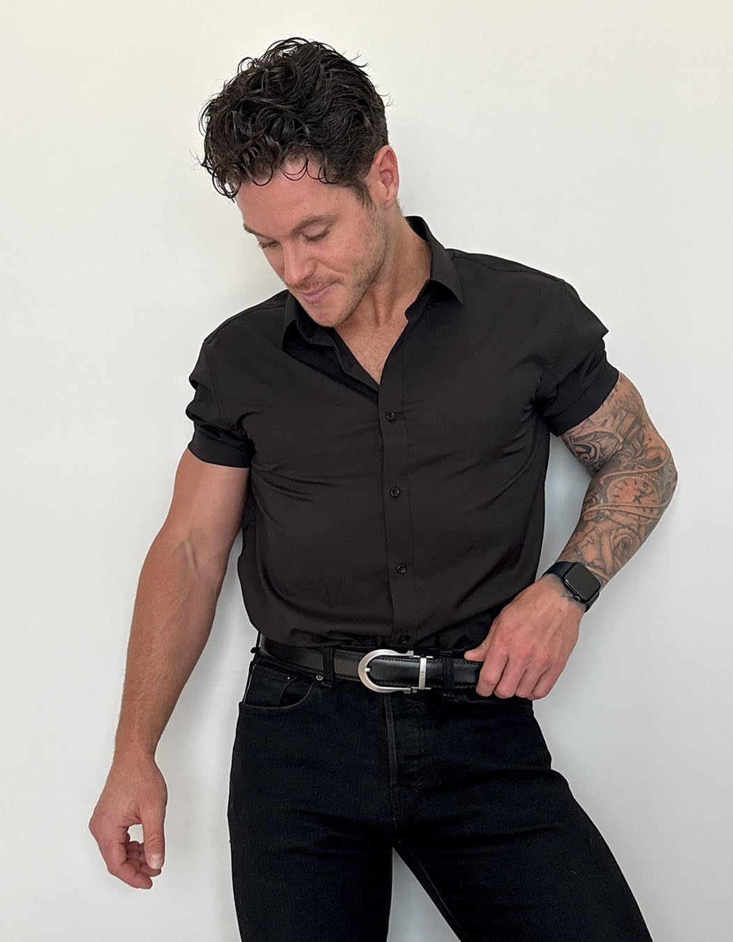 Tonywell Men's Leather Ratchet Belt, 1 3/8" Adjustable Dress Belt, Trim to Fit - Image 4