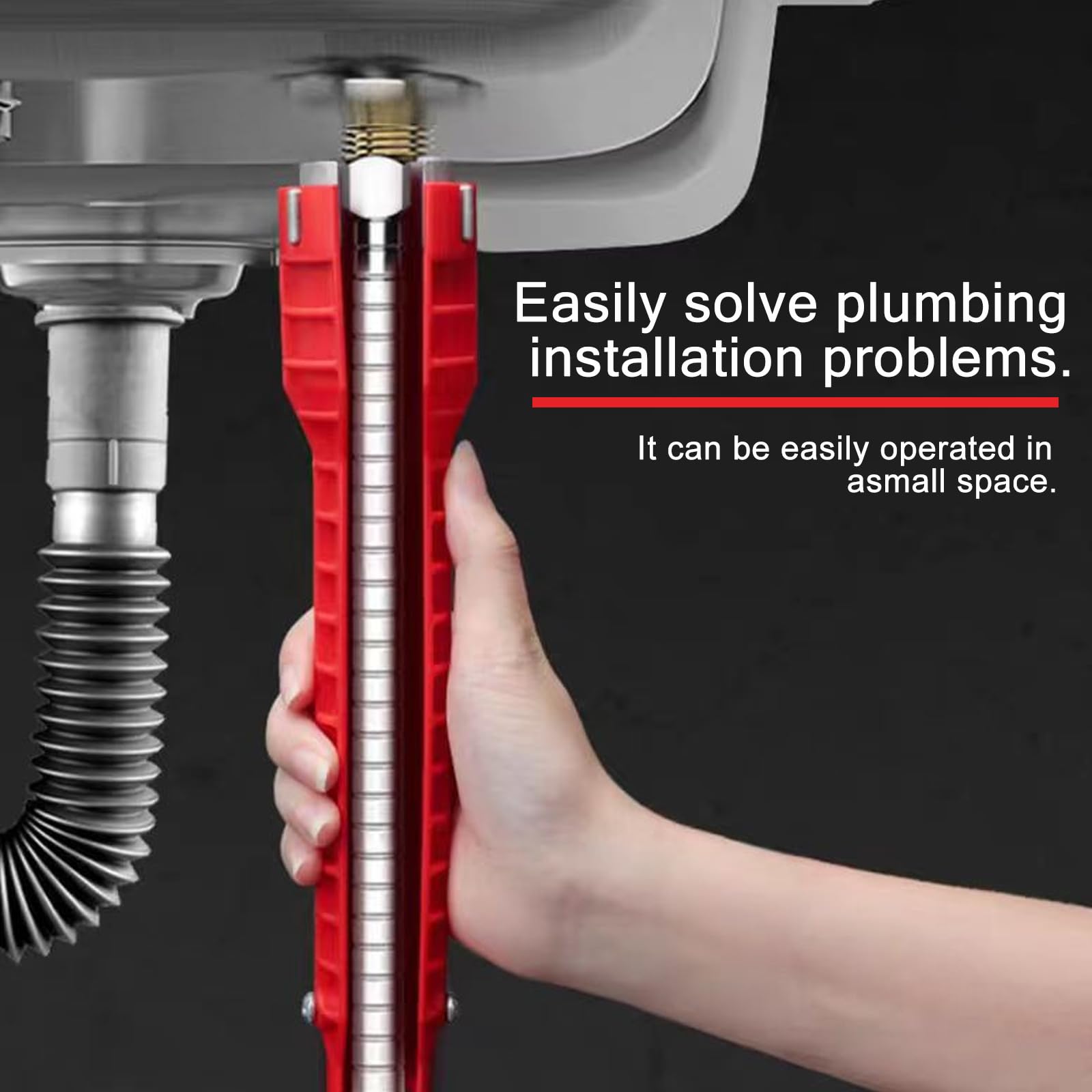 Lunyloer 8 in 1 Faucet Wrench Tool, Water Pipe Wrench, Multifunctional Sink Installer - Image 3