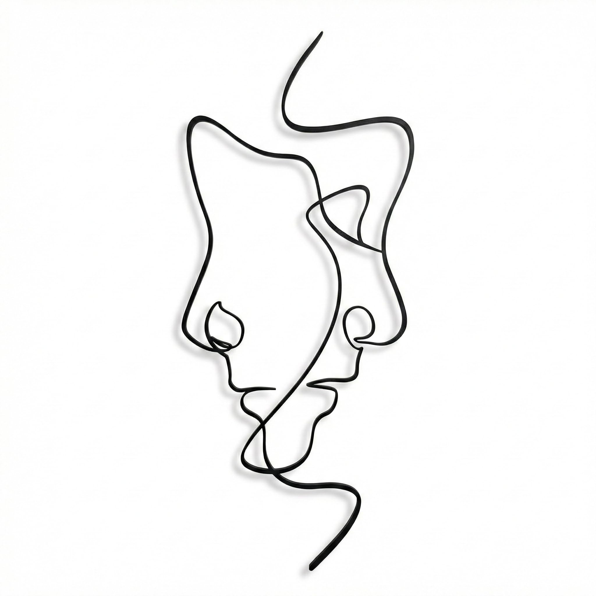 DEKADRON Metal Wall Art, 2 Faces, Line Art, Minimalist (13" W x 30" H / 33x75 cm)
