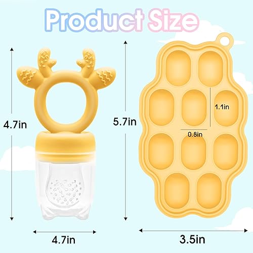 Miniatura 10 de 2 juegos de moldes de silicona para paletas de leche materna con alimentador de alimentos para bebés, sin BPA, chupete con bandeja de hielo