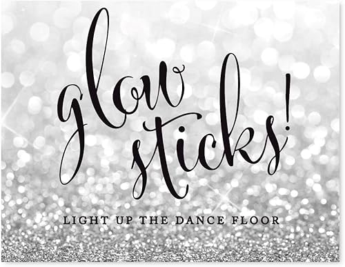 Miniatura 113 de Andaz Press Letreros de fiesta de boda, purpurina plateada brillante, 8.5 x 11 pulgadas, letrero de mesa de postre de recepción de barra de Food