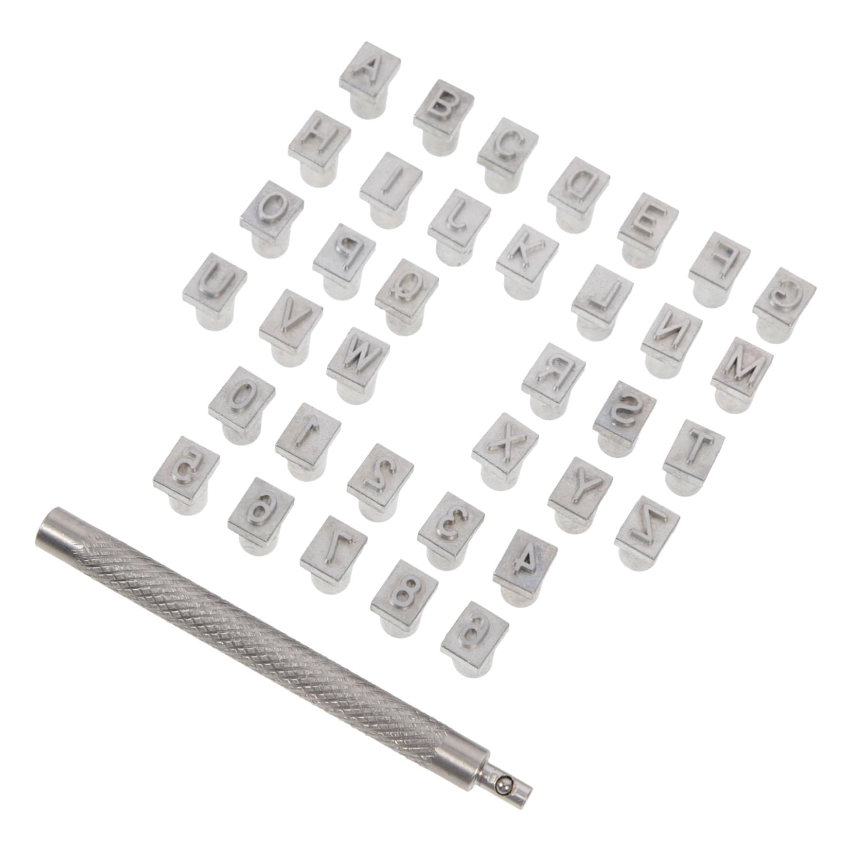 KONTONTY 1Set Leather Stamping Mold Kit Letter Stamp with Stamping Handle Durable Stamping Tools for Leather Craft Bookmarks Belts Keychains and More