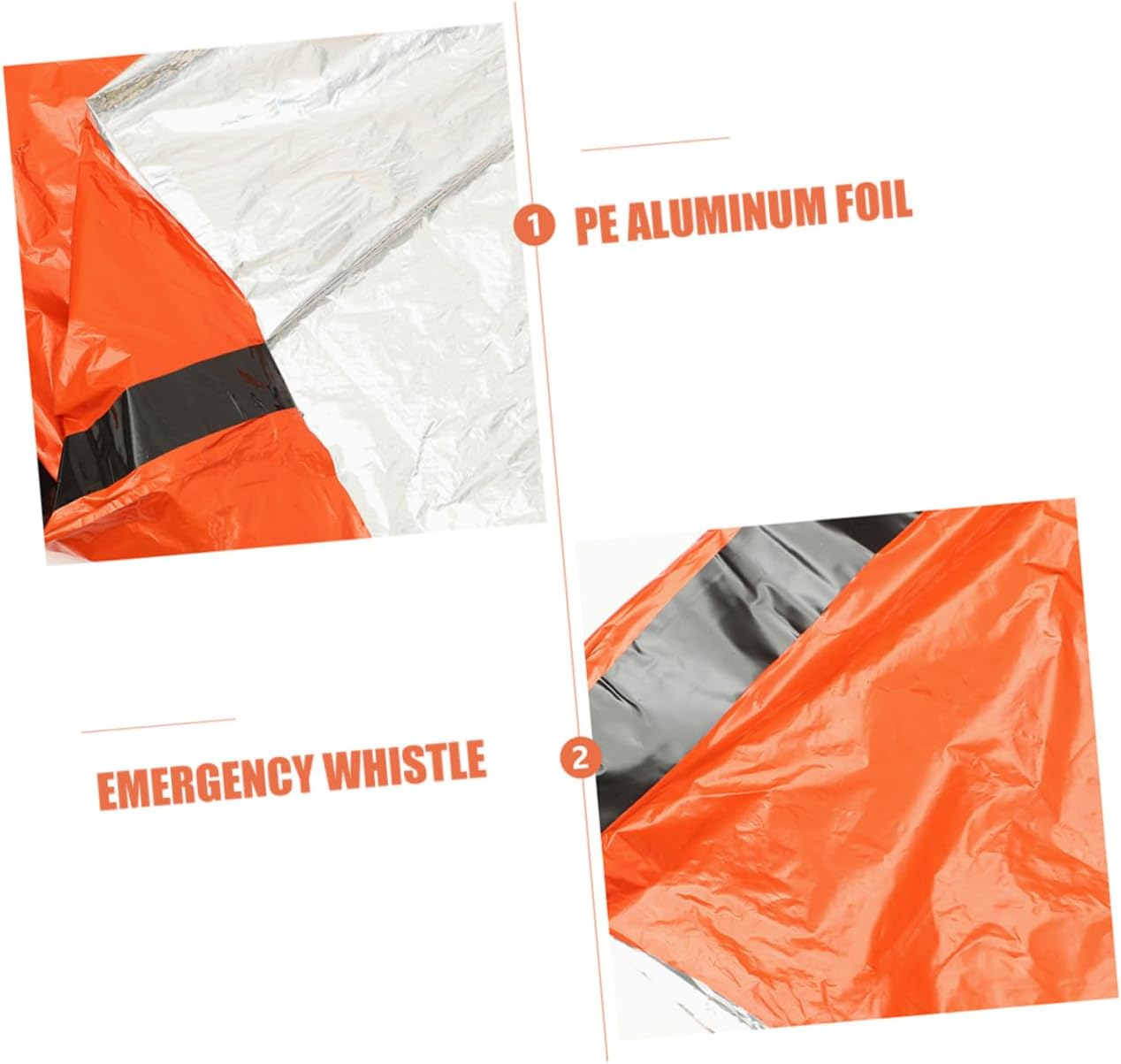 2pcs Lightweight Pe Aluminum Film Emergency Sleeping Bag with Drawstring Sack Portable Bivouac Sack for Adults and Moistureproof for Travel and Outdoor Survival