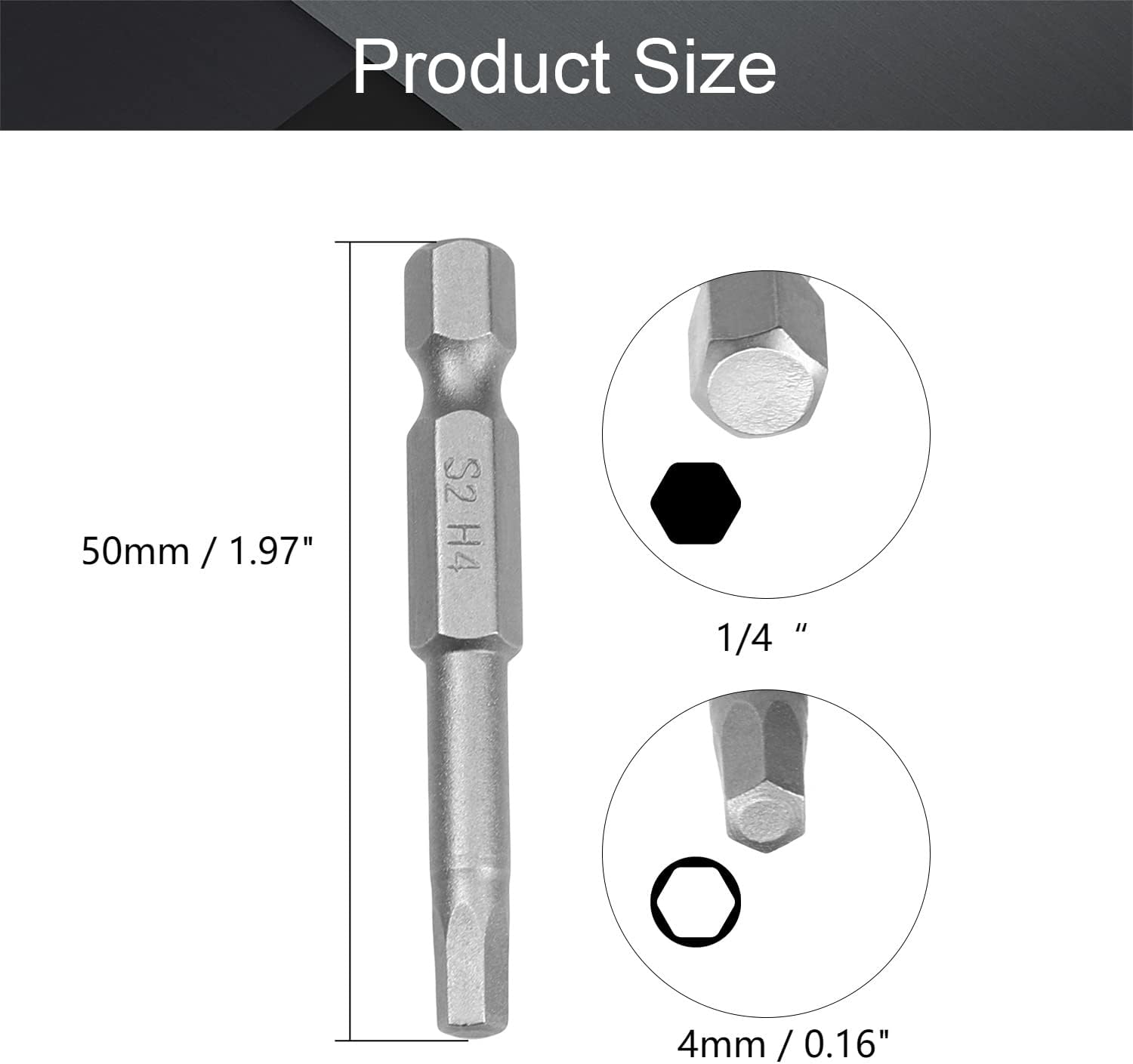 Utoolmart H4 Magnetic Hex Head Screwdriver Bits, 1/4 Inch Hex Shank 50mm Length S2 Power Tools 10pcs