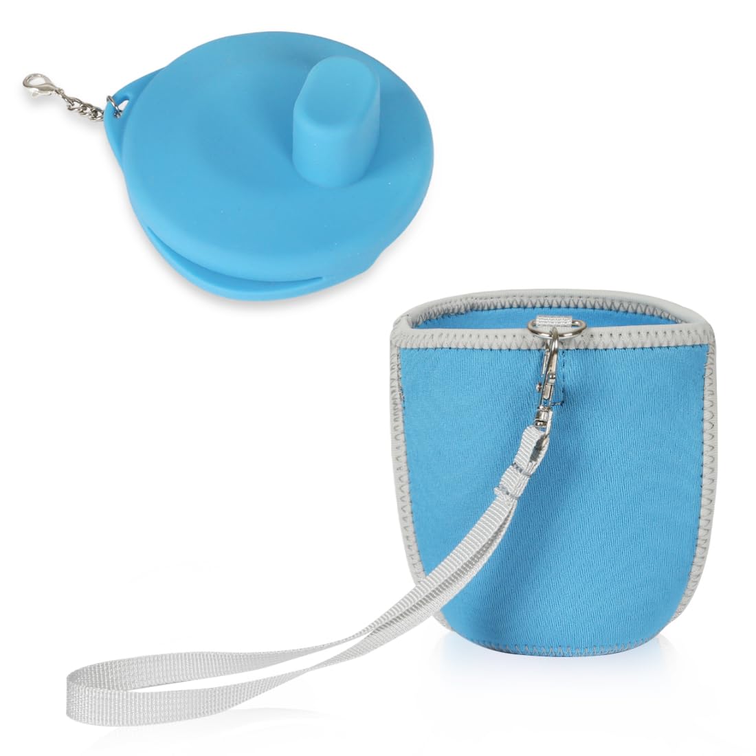 Cup Sleeve with Silicone Lid Cover Set to Protect Dysphagia Regulating Drinking Cup for Swallowing and Disorders People-Sky Blue（Excluding Cup）