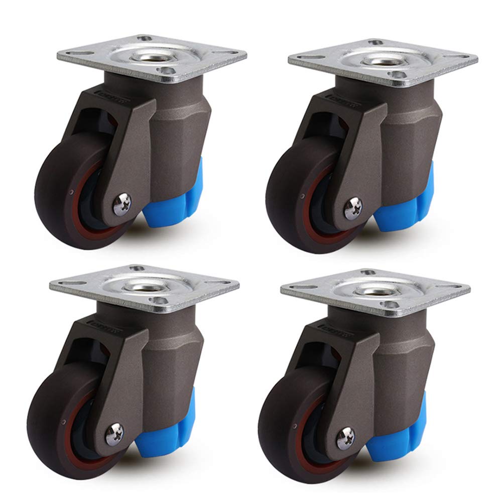 Ruote raddrizzatrici retrattili - Ruote piatte da 50 mm Ruota silenziosa - Ruote di supporto per banco da lavoro - 500 libbre, set da 4 pezzi