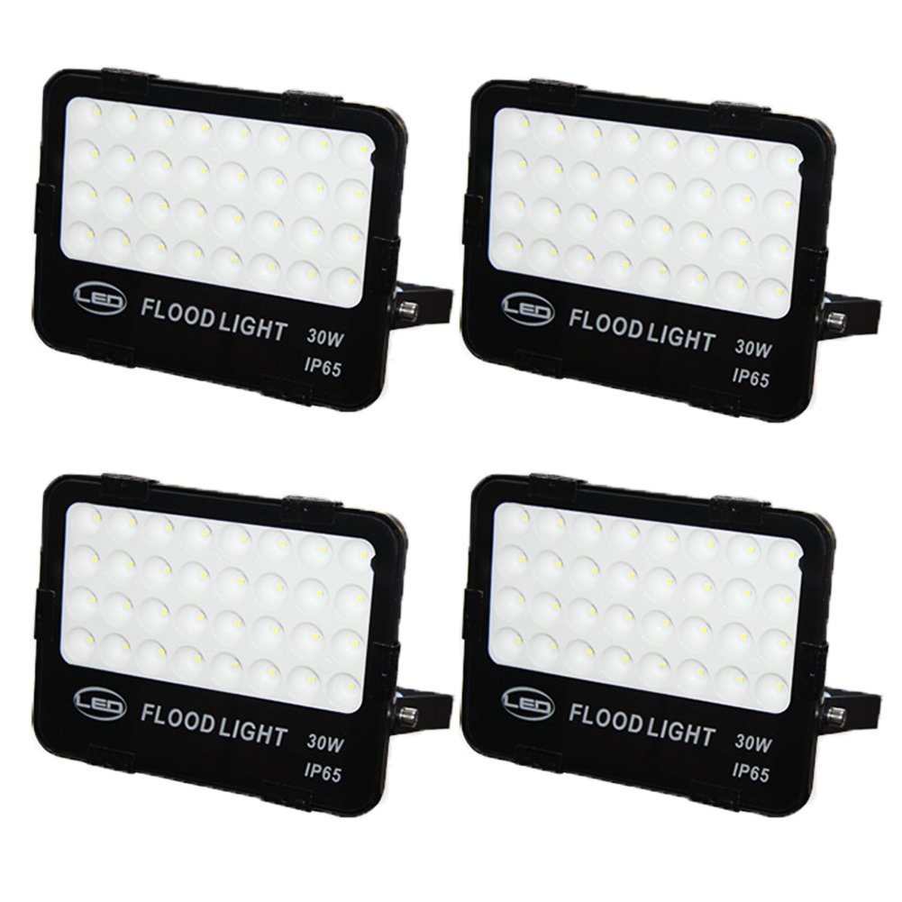 Aolyty Outdoor LED Flood 30W Light Honeycombed New Technology Super Bright IP65 900lm Waterproof for Garden Garage Lawn Yard Football Field Billboard Wide Beam Angle (30W White, 4 pcs)