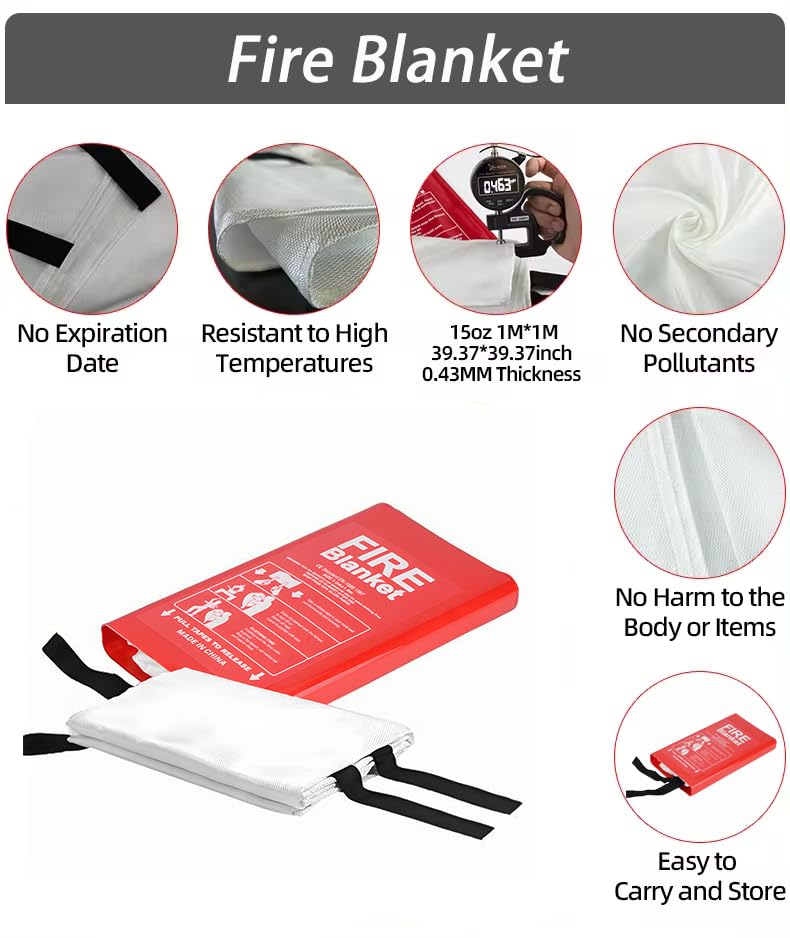 Image of Kingjie Emergency Fire Cover for Home and Kitchen - 2 Pack - 40 inchx40 inch Fiberglass Fire Blanket, Flame Suppression Fore Blanket for House Camping Car Office Warehouse