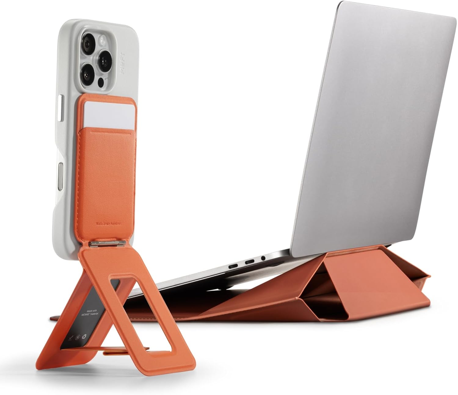 MOFT Phone Tripod Stand, MagSafe Wallet Tripod Stand, NFC-Supported Phone Wallet Sunrise & Laptop Sleeve Bag for 13"-14" Sienna Brown