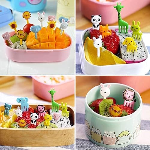 Miniatura 2 de Yangcan0507 50 unidades de púas de tenedor de frutas para niños, lindos animales, caja Bento decoración, tenedores, tenedores de postre, mini