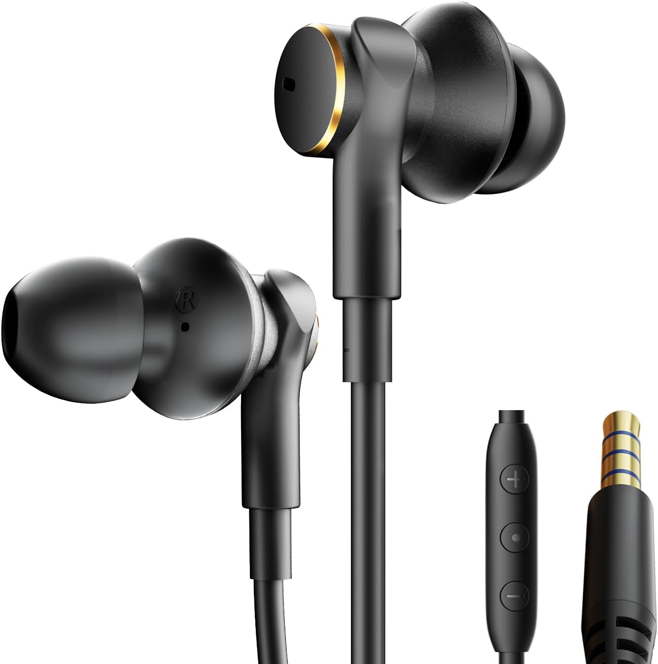Wired Active Call Noise Cancelling Earbuds (Dynamic & Balanced Armature)-Deep Rich Bass Hi-Fi Stereo In Ear Headphones,Balanced Super Bass Mids Highs Wired Earphone with Mic Noise Reduction(black)