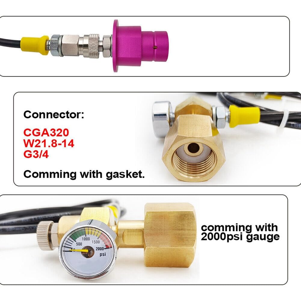 CGA320 Adattatore A Connessione Rapida Terra DUO Art per Kit Tubo Flessibile Adattatore Serbatoio Co2 Esterno Facile Installazione Facile da Usare