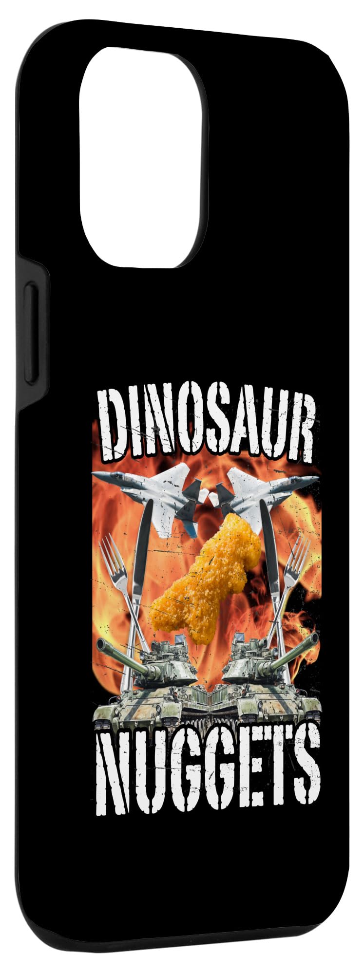 iPhone 15 Plus Funny Dinosaur Chicken Nugget Bootleg Hardcore Flames Meme Case - Image 3