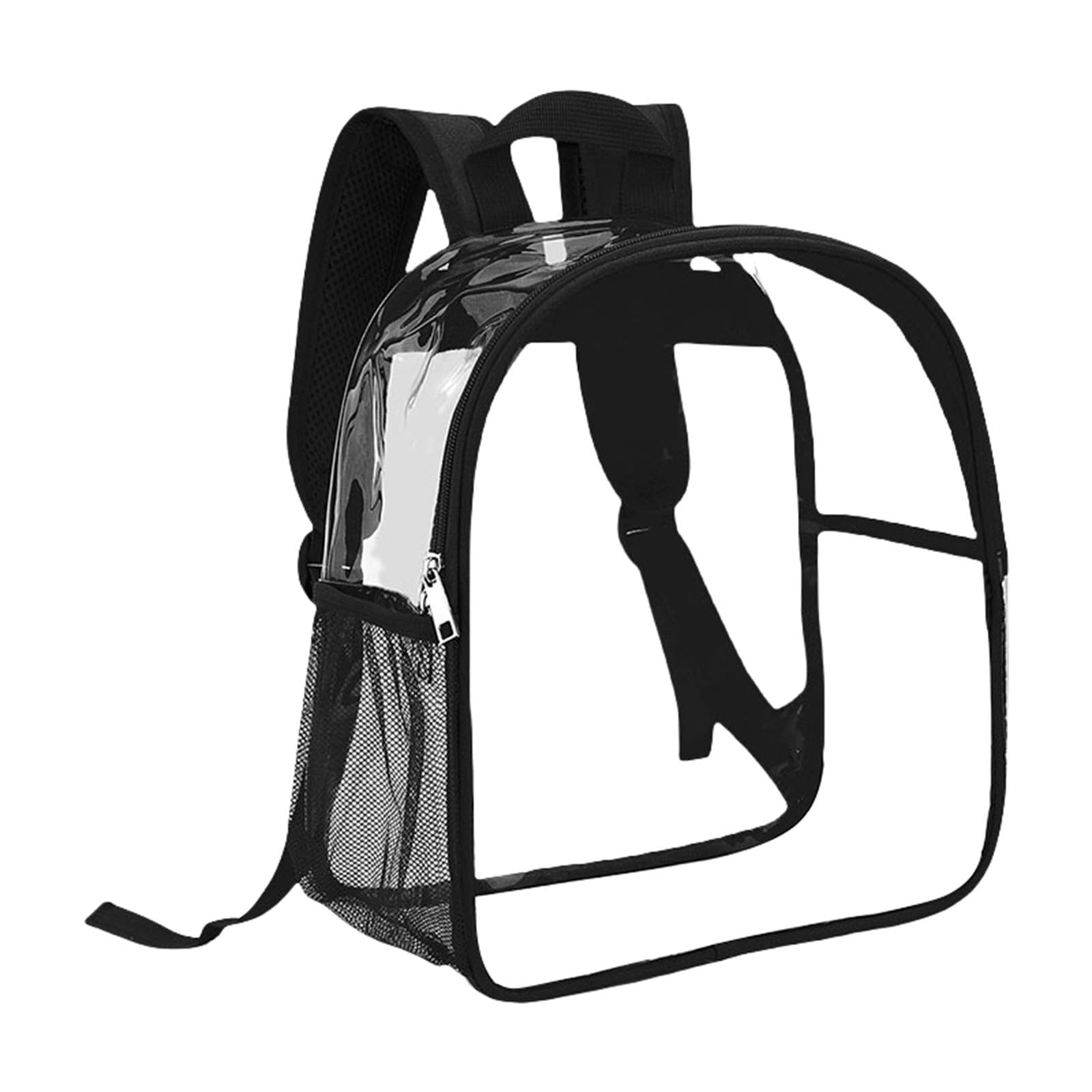 Clear Backpack Stadium Approved 12X11x6 Clear Bag Stadium Backpack For Concert Work Sport Event Backpack Leash for Toddlers Boys (Black, One Size)