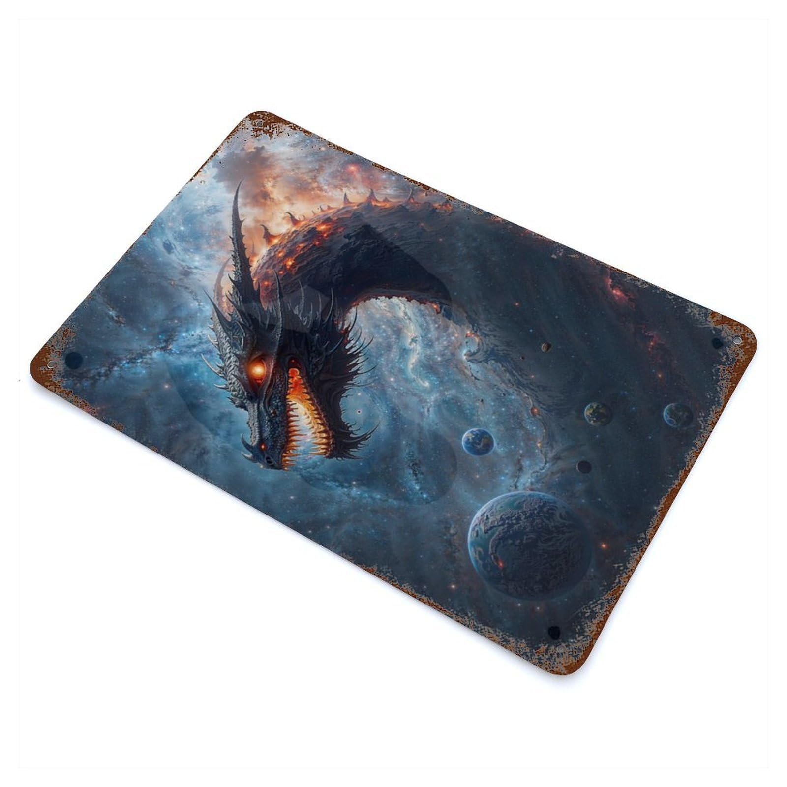 Cosmic Dragon 11.8"x7.9" Retro Metal Sign, Industrial Home Decor for Office, Studio And Wall Decor