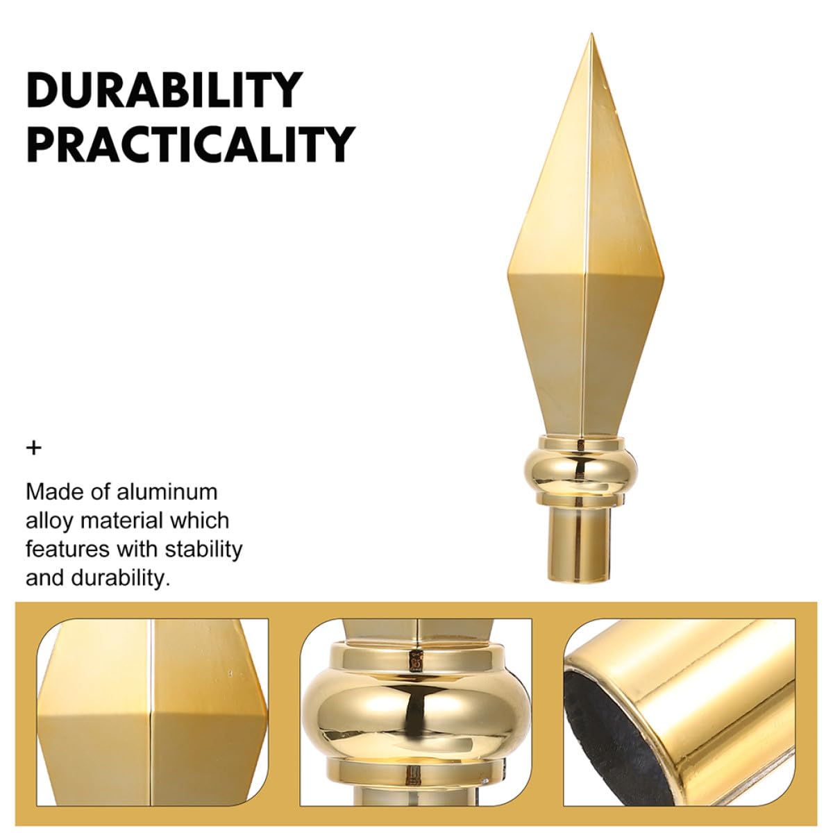 VICASKY Ornamento in Lega di Alluminio Oro per Asta della Bandiera 4 Pezzi, Facile da Installare, Decorativo per Bandiere da Esterno e Interni