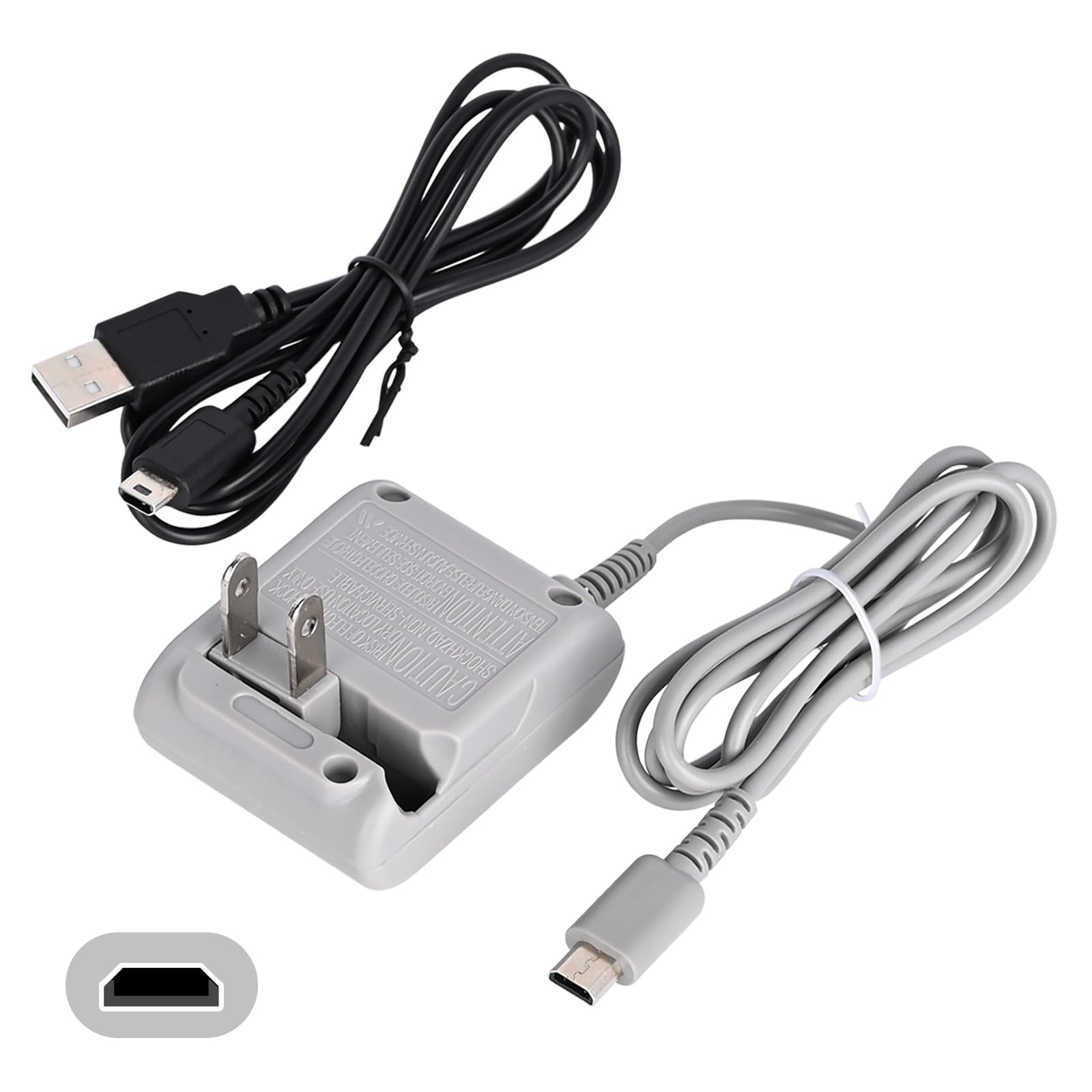 DS Lite Charger Kit, AC Power Adapter & USB Charging Cable for Nintendo DS Lite Wall Plug Charger Cord