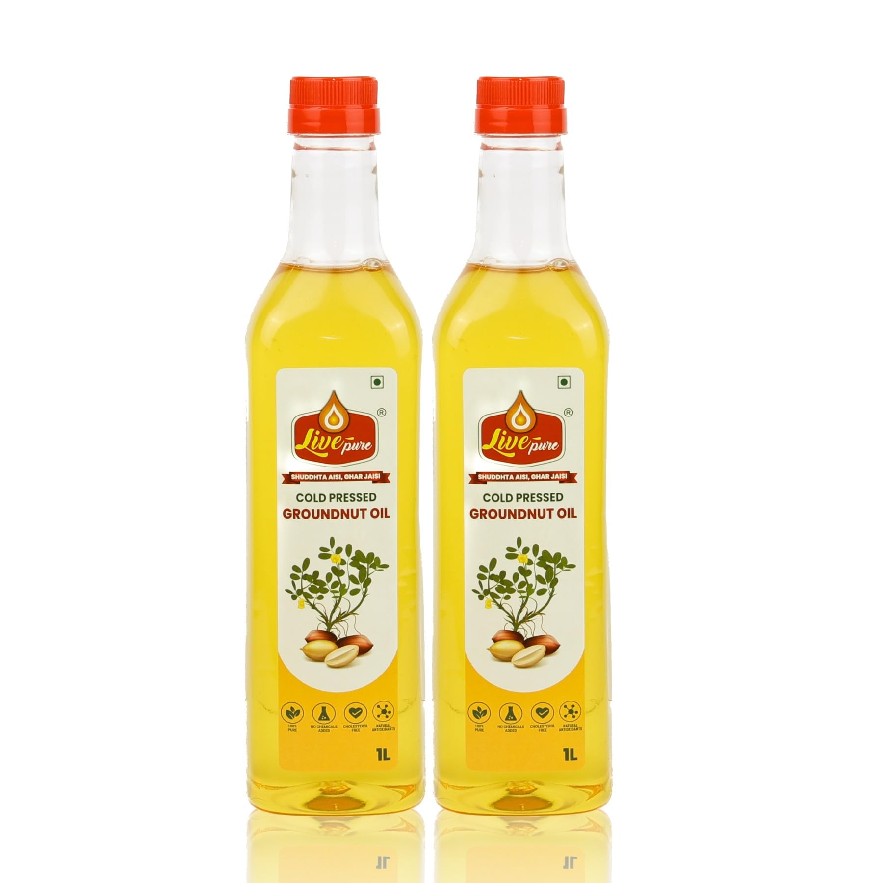 Livepure Cold Pressed/Kacchi Ghani Healthy Groundnut Oil For Cooking (1 Litre X 2) | Chemical Free | Good For Heart | Low Cholestrol | Unadulterated | Filtered Groundnut Oil | Non Refined (B0D8W6N18J) Amazon Price History, Amazon Price Tracker