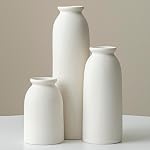 Vase en céramique Set-3, Vases de petites fleurs pour décorer, style de ferme moderne Boho, Vases décoratifs pour l'herbe de Pampas & Fleurs séchées, finition difficile (Beige)