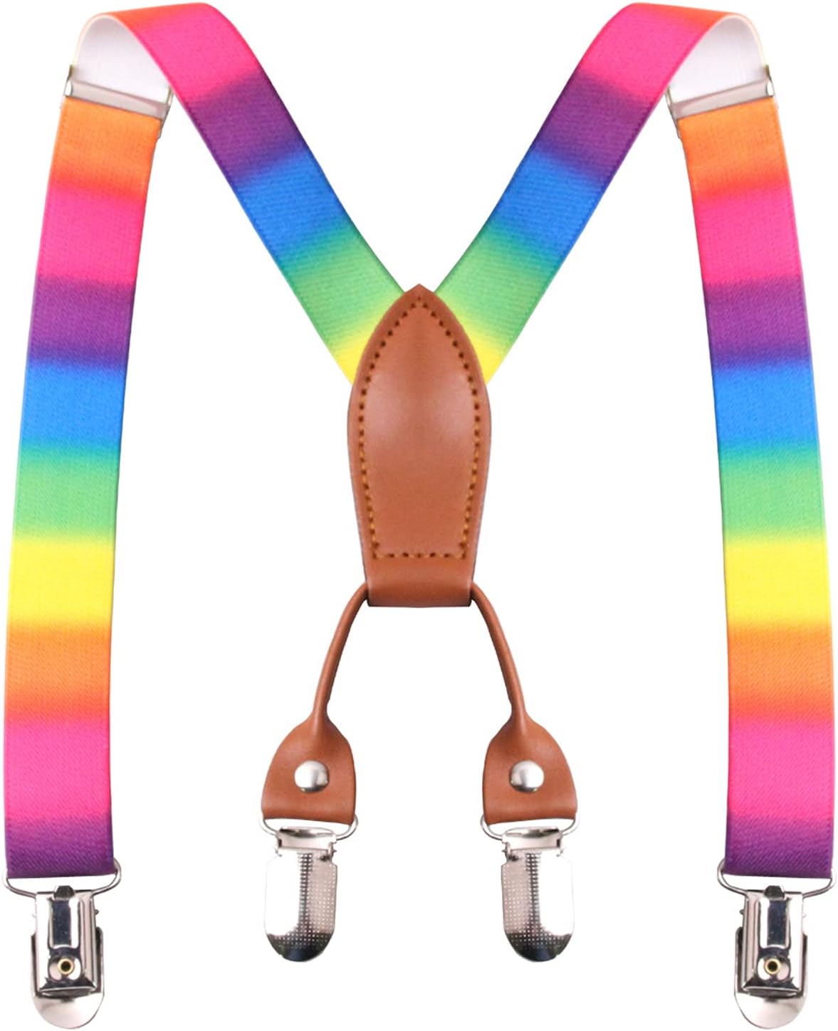 Child Kids Suspenders for Boys and Girls Toddler, Baby Leather 4 Clips Strong Metal Adjustable Suspender