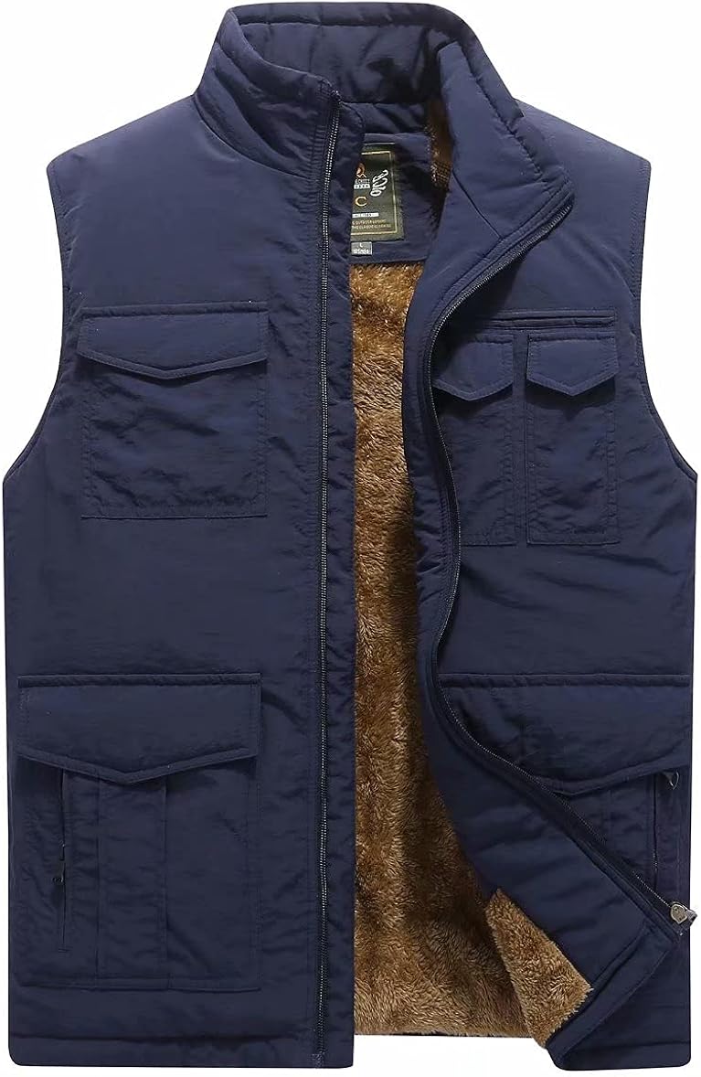 Msmsse Men's Winter Warm Outdoor Fleece Vest Outerwear Casual Sleeveless Jacket at  Men’s Clothing store