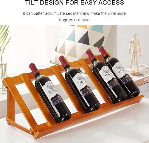 Miniatura 2 de Estante de madera para vino, 5 estantes de almacenamiento de vino de pie para encimera, soportes rústicos para botellas de vino con diseño moderno