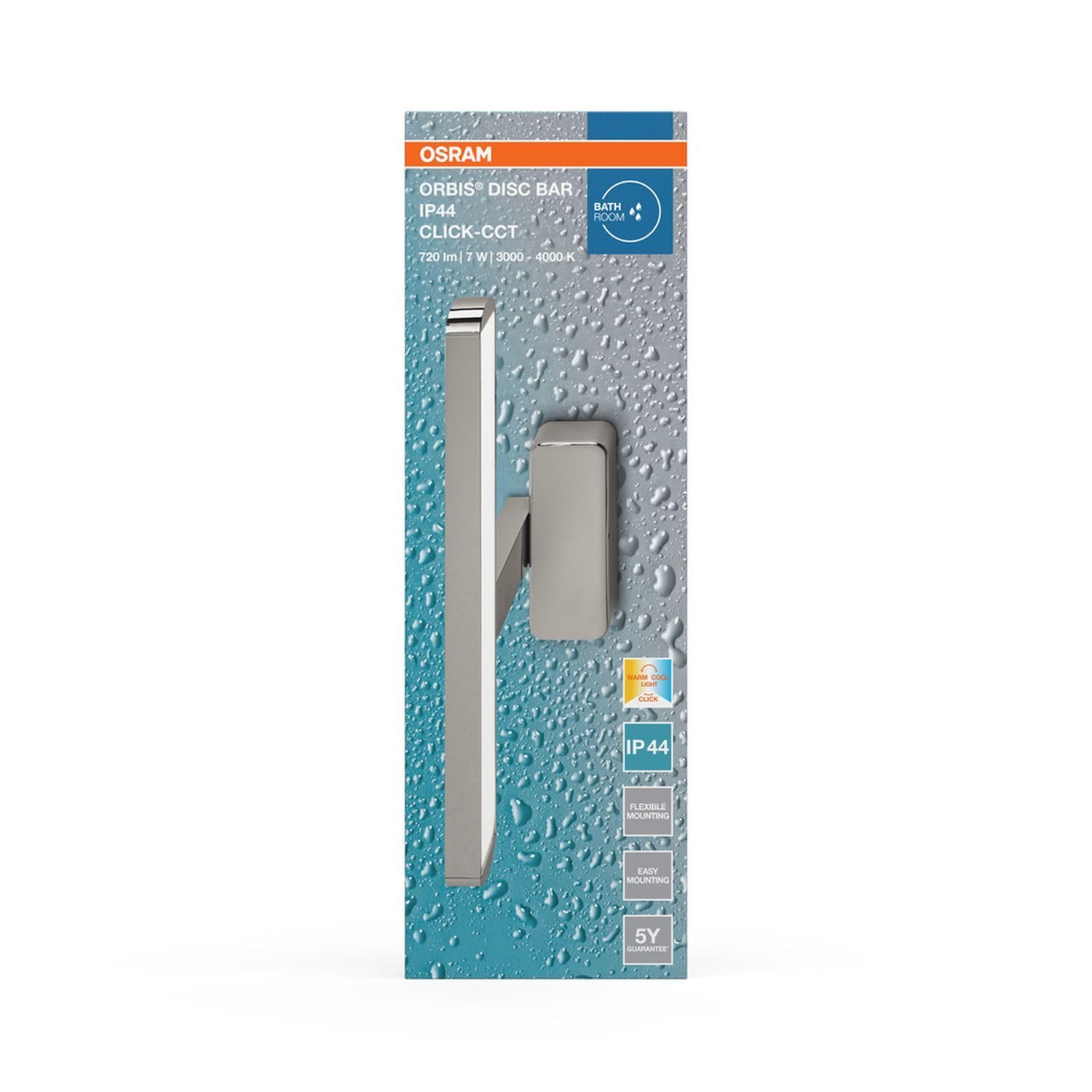 Osram Aluminium Wandleuchte Orbis Disc Bar, außen, mit LED, warm- bis neutralweiß, silber