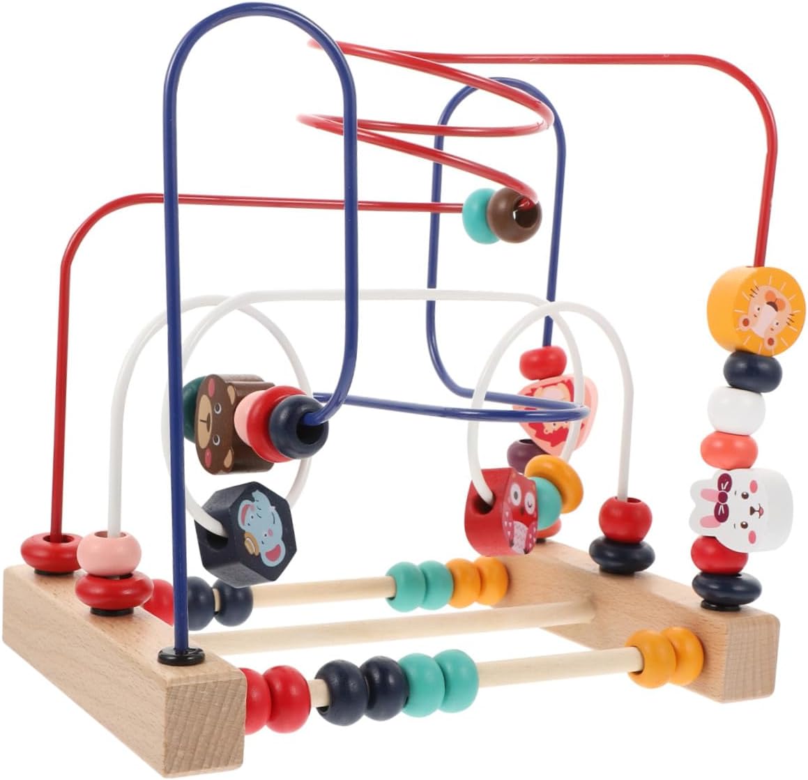 Generic Wooden Beads Maze Roller Educational for Parent Interactive Training Aid for Cognitive Development Safe Water-Based Paint Fruit and Color Recognition Puzzle Game