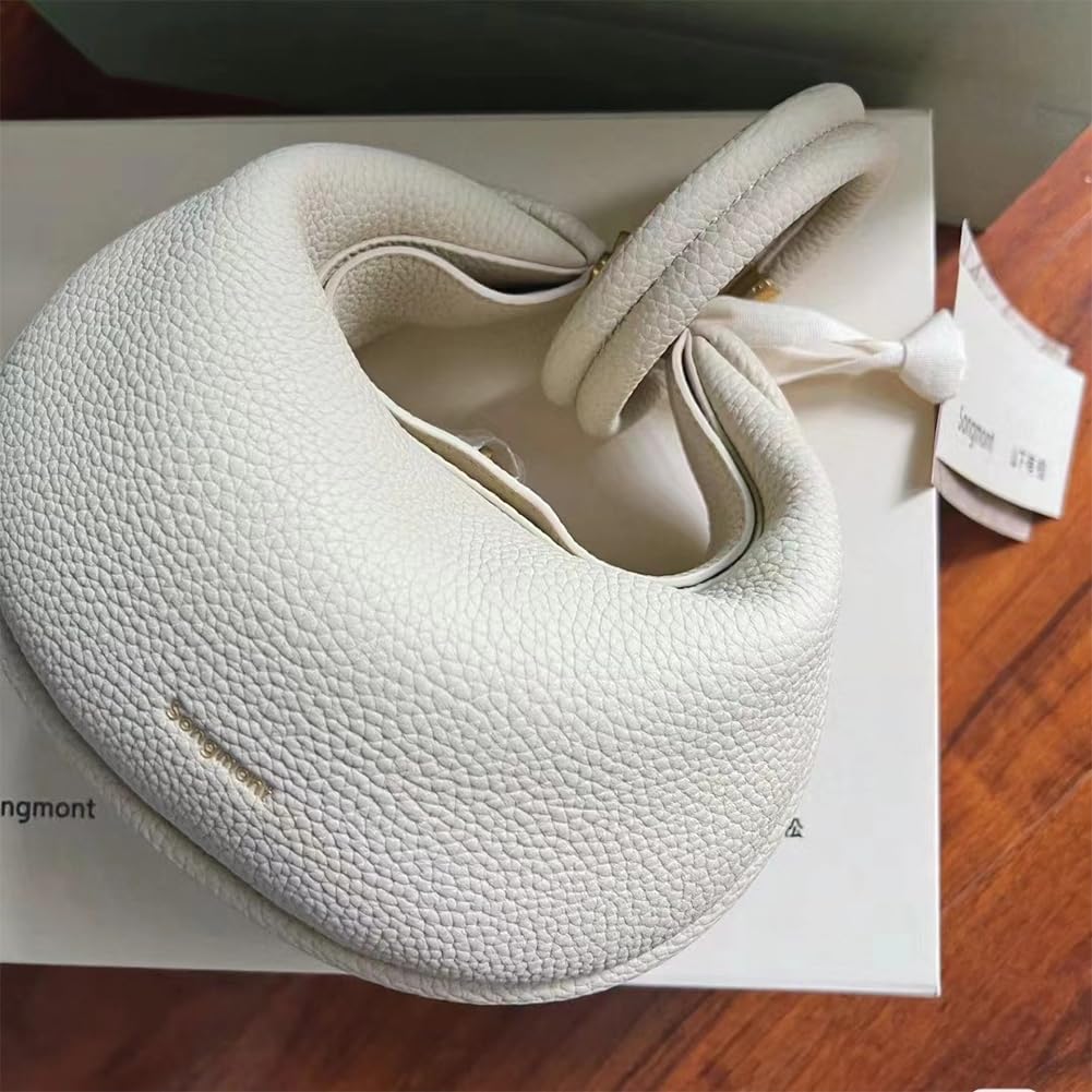 Luna Bag, Half Moon Bag for Women, Small Elegant Leather Crossbody Bag, Cream Crescent Handbag
