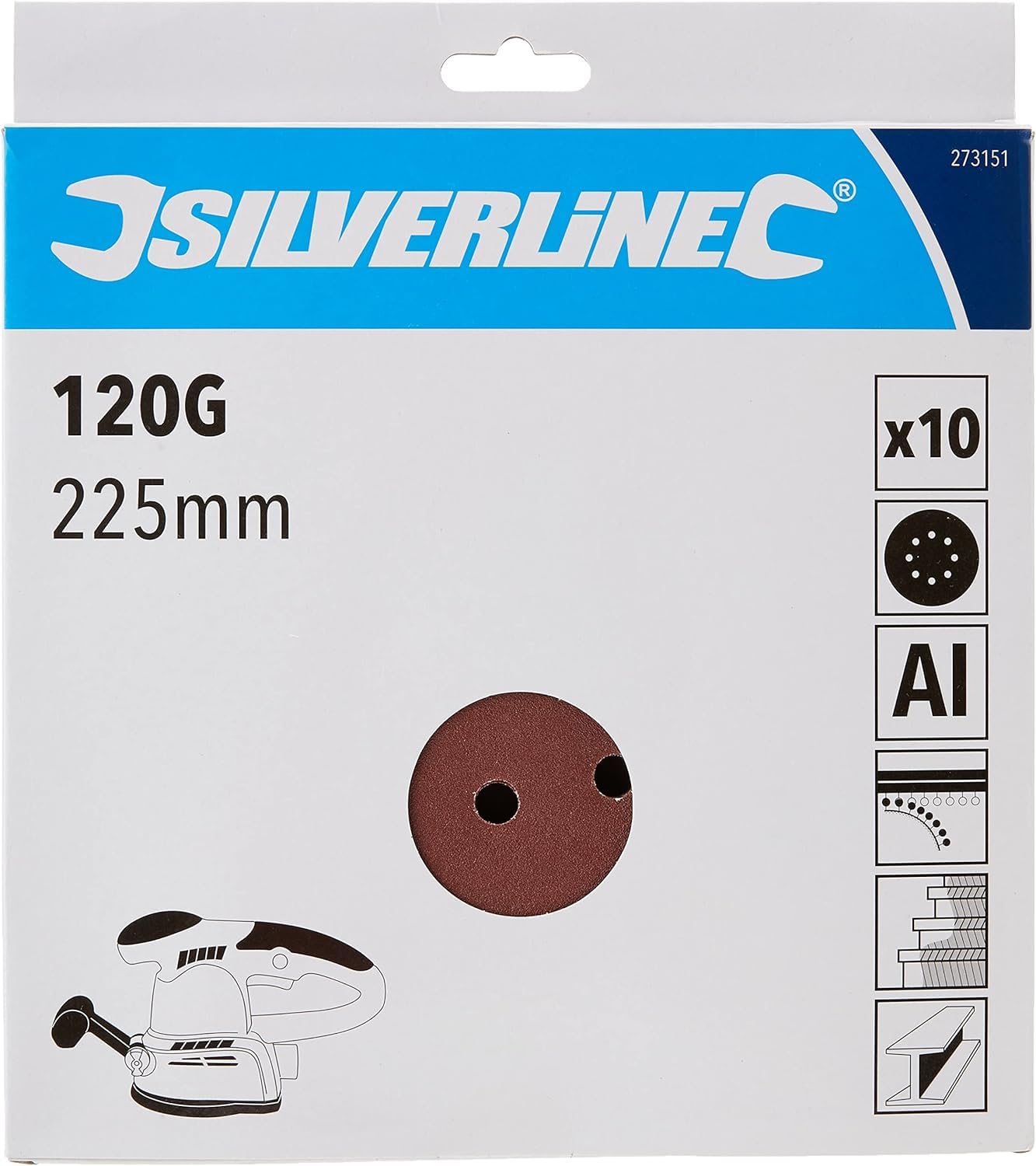 SCHEPPACH DS930 Ponceuses de Murs et Plafond, Équipée de Têtes de Ponçage Interchangeables & Silverline 273151 Lot de 10 Disques abrasifs perforés auto-agrippant 225 mm Grain 120