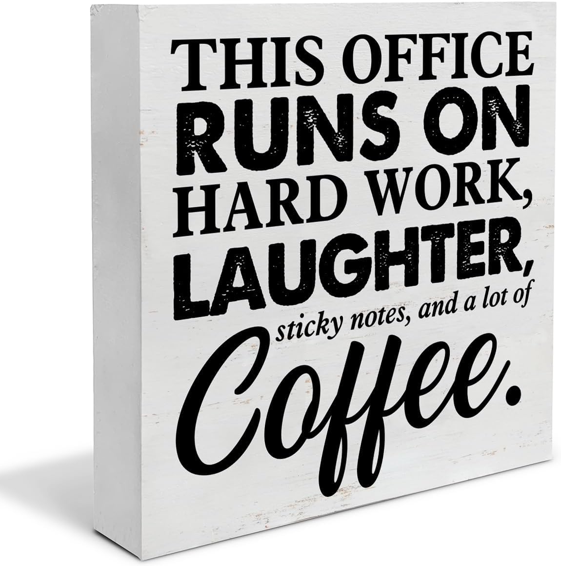 5x5 Inch Wooden Box Sign Office Desk Decor Coffee Quote Plaque