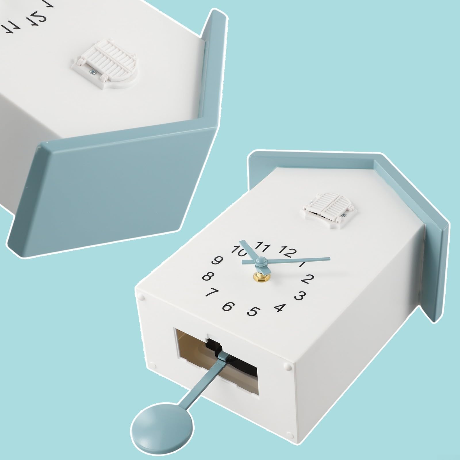 Cuckoo Clock Voices, Battery Operated, Minimalist Cuckoo Clocks For Wall, Modern Cuckoo Clock, Cuckoo Clock With Chimer, Cuckoo Clock Bird House Battery Powered Cuckoo Wall Clock(White+Grey)