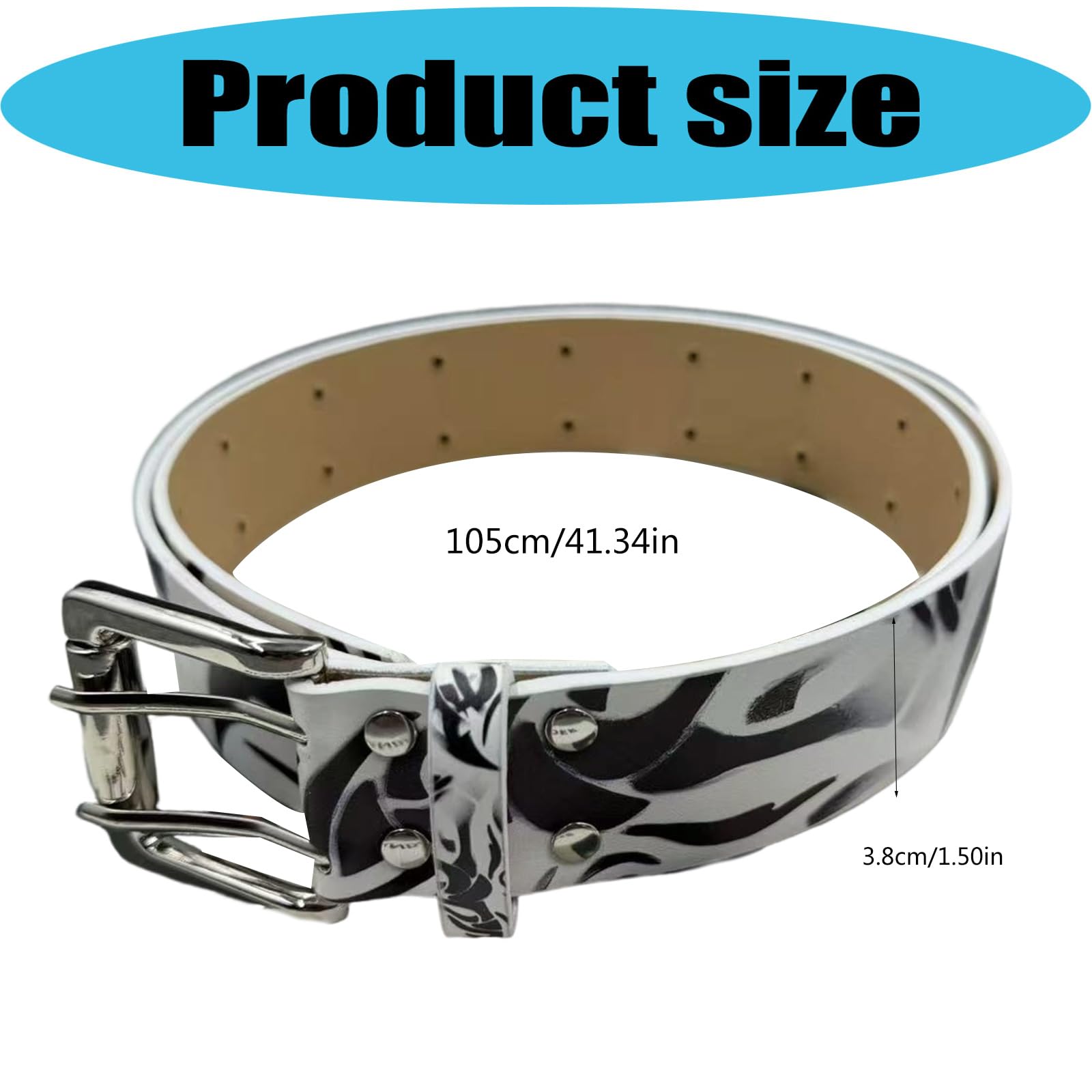 Cinturón de graffiti retro ajustable para hombres y mujeres de piel sintética con hebillas fuertes para varias ocasiones, cinturón de tela ajustable