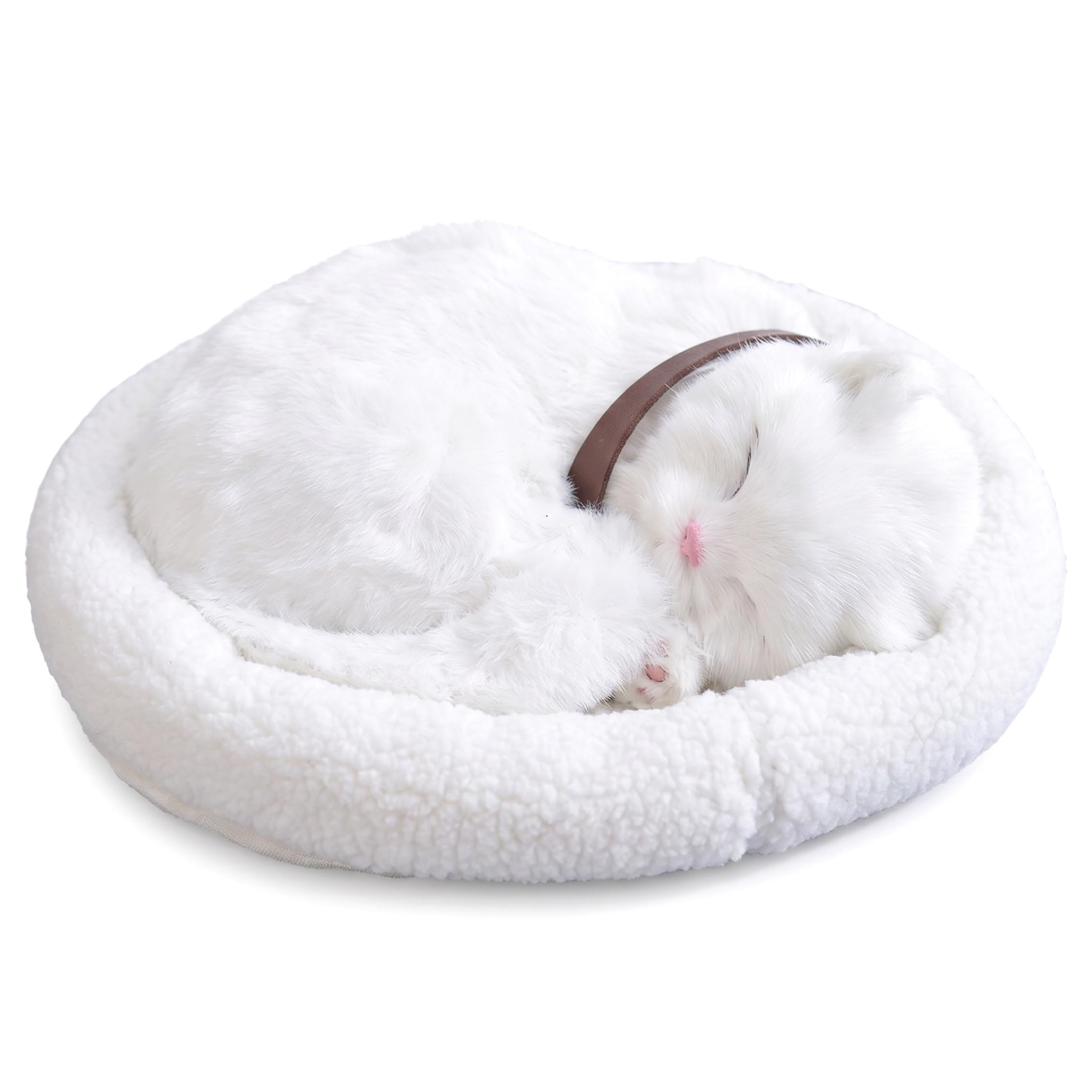 Gatto di pezza Adorabile Gatto Realistico Peluche Che Respira Morbido Realistico per l'auto dell'ufficio Domestico, Bianco, 12, 6x10, 6 Pollici