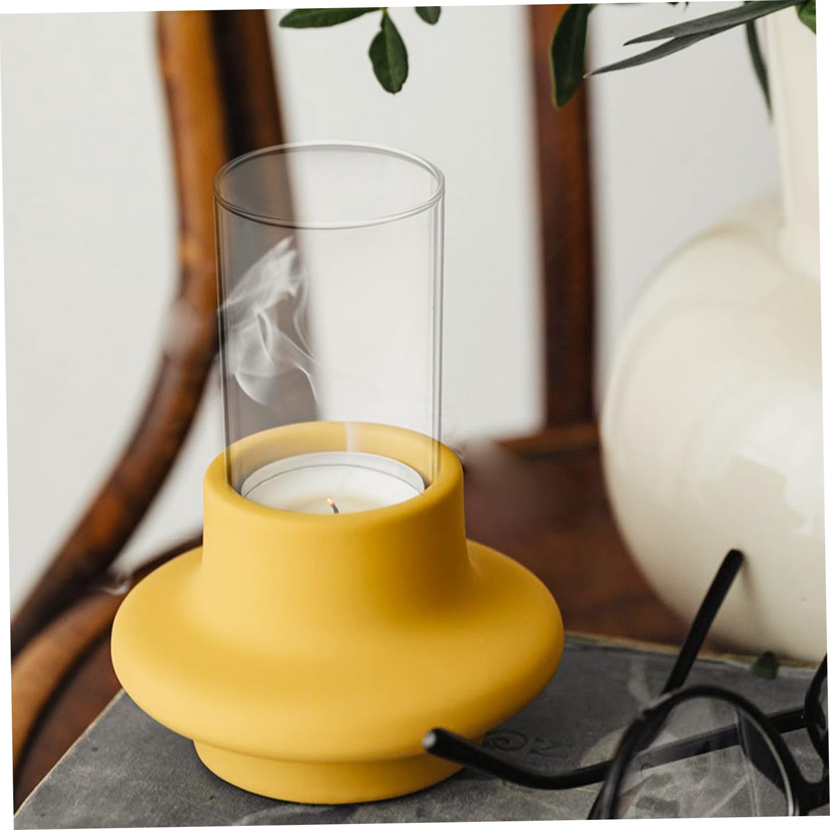 Abat-Jour en Verre Transparent pour Bougie Cylindrique, Lot de 4